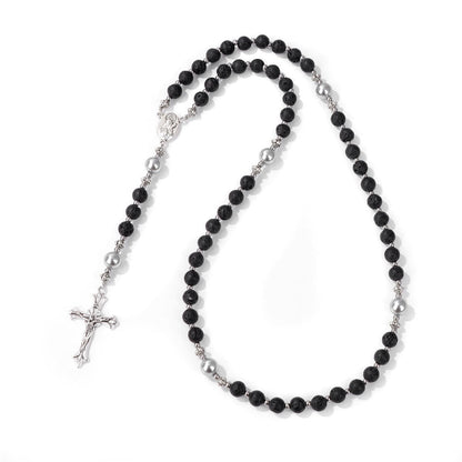 Christianartworkshop Natural Stone & Pearl Miraculous Medal Prayer Rosary
