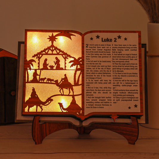 Christianartworkshop Classic Style Illuminated Nativity Scene Storybook Desktop Decorations Ornament