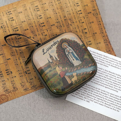 Christianartworkshop 9 Patterns Cartoon Style Square Rosary Cases: A Beautiful Blend of Faith and Function