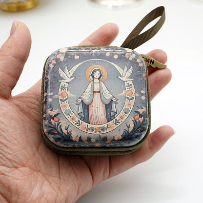 Christianartworkshop 9 Patterns Cartoon Style Square Rosary Cases: A Beautiful Blend of Faith and Function