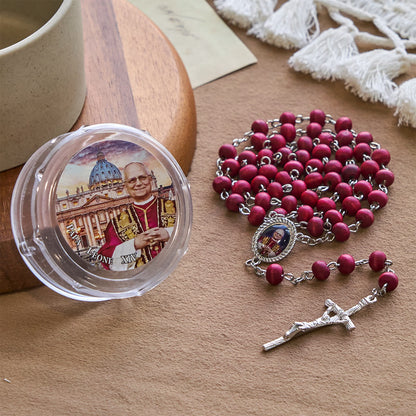 Christianartworkshop Pope Leo XIV Red Wood Beads Rosary Commemorating: A Spiritual Treasure