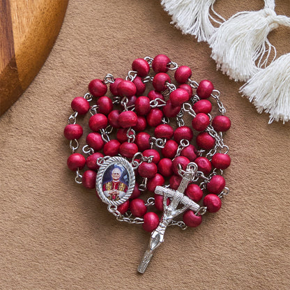 Christianartworkshop Pope Leo XIV Red Wood Beads Rosary Commemorating: A Spiritual Treasure