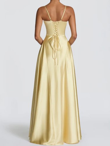 Deep Plum Satin A-Line Maxi Dress