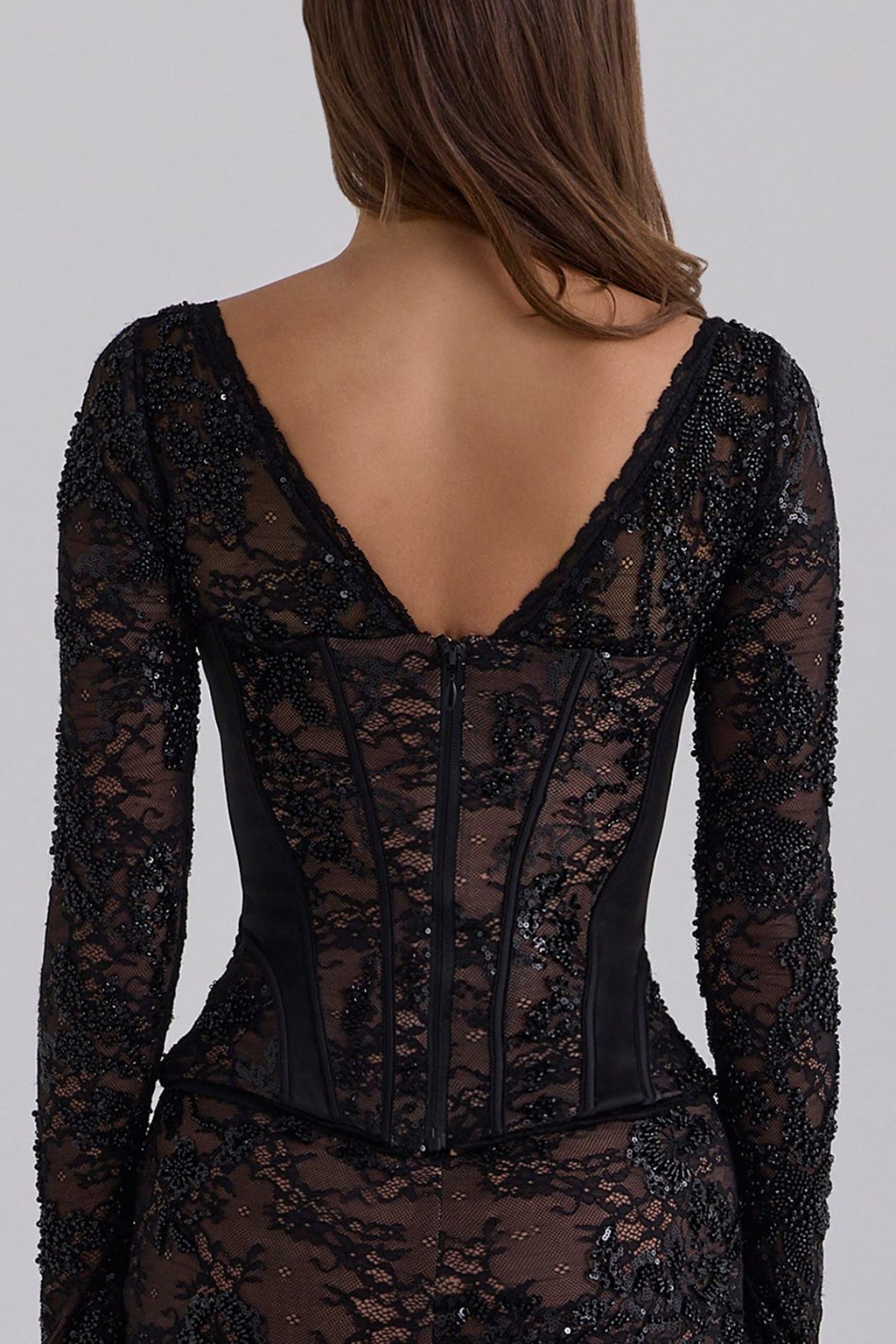 Black Lace Long Sleeve Top