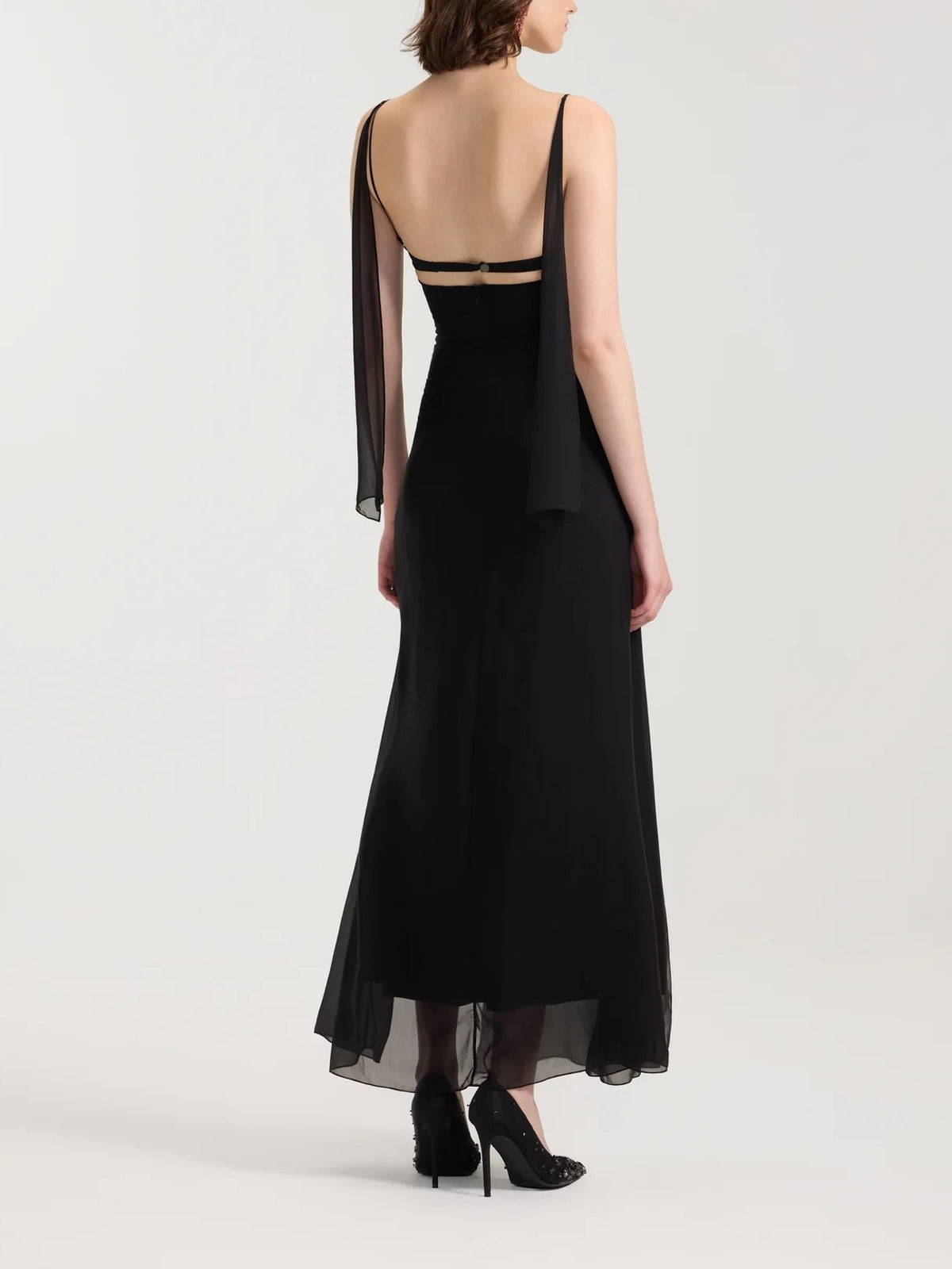 Black Lace Bustier Sheer Maxi Dress