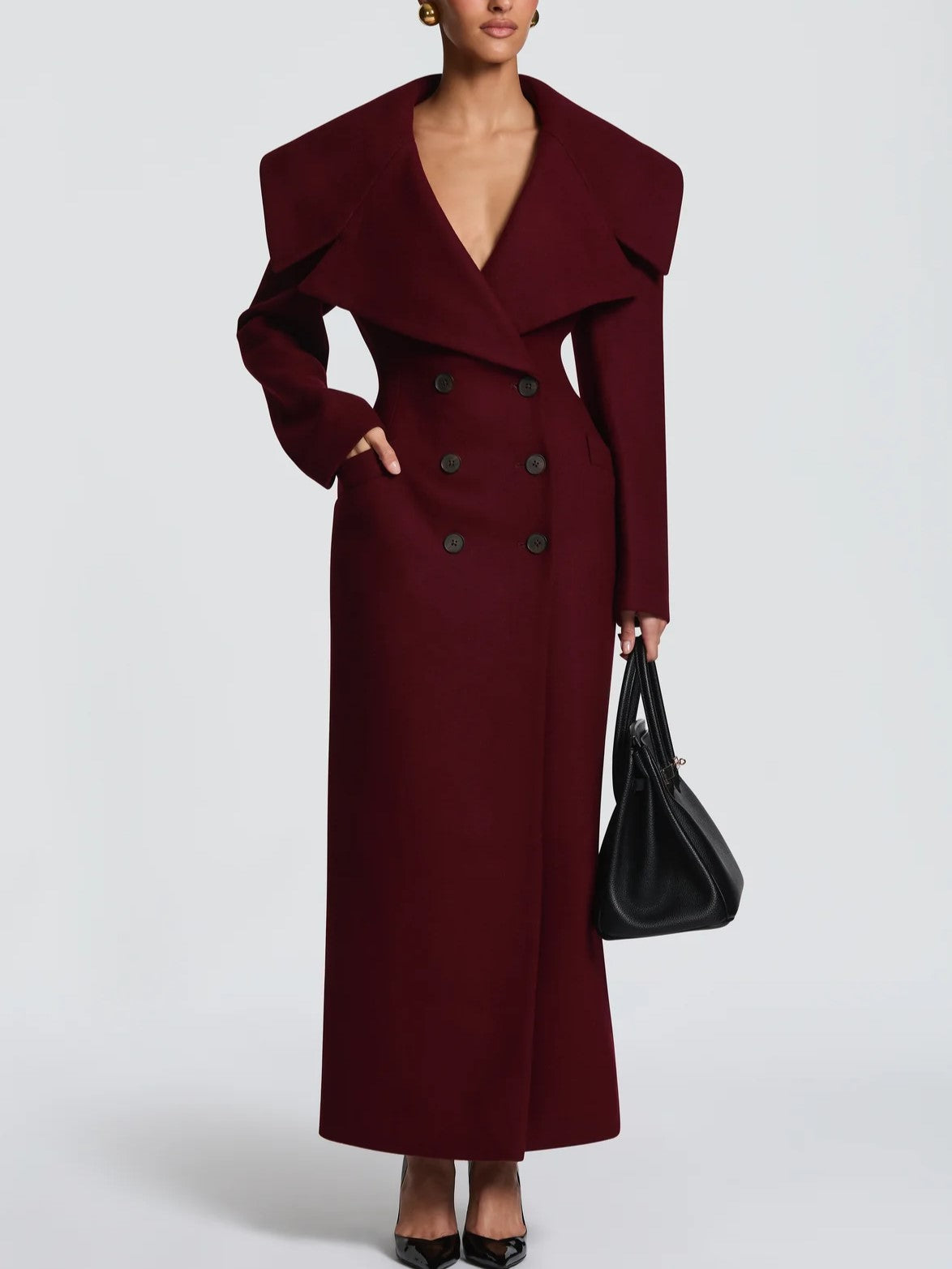 Burgundy Structured Coat Dress