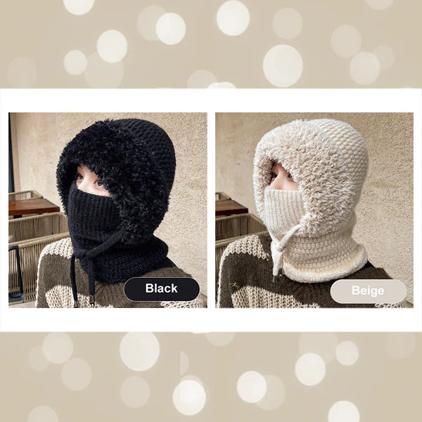 Women's Winter One-Piece Knitted Beanie Scarf Mask 3-in-1 Balaclava