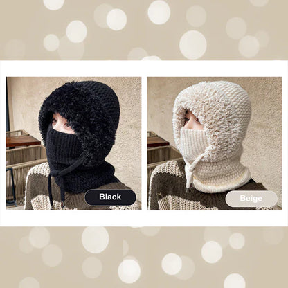 Women's Winter One-Piece Knitted Beanie Scarf Mask 3-in-1 Balaclava
