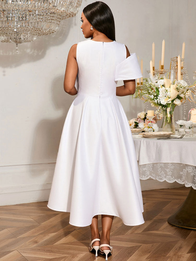 White Bridal Shower Outfits A Line Maxi Dresses With 3D Bow