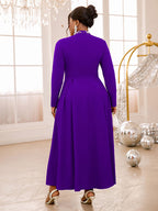 Elegant Beaded A Line Church Dress Pleated Half High Collar