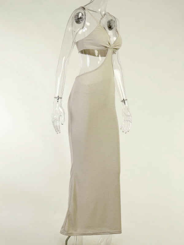Beige Cut Out Spaghetti Strap Bodycon Fashion Photoshoot Maternity Maxi Dress