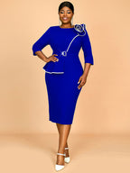Green Wedding Guest Dress Bodycon Long Sleeve 3D Floral