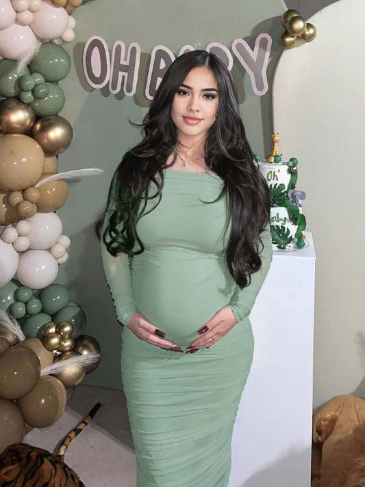 Tutu Grenadine Back Slit Bodycon Baby Shower Maternity Maxi Dress
