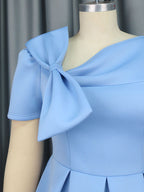Elegant A Line Wedding Guests Dress With A Bow Puff Sleeve