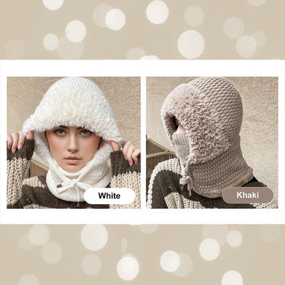 Women's Winter One-Piece Knitted Beanie Scarf Mask 3-in-1 Balaclava