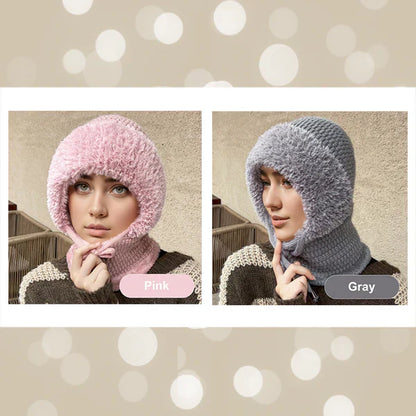 Women's Winter One-Piece Knitted Beanie Scarf Mask 3-in-1 Balaclava