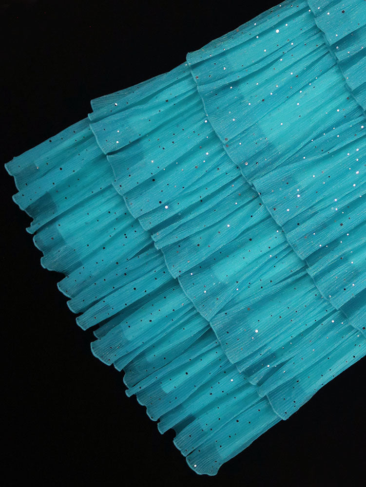 LakeBlue Shiny Sequins A Line Cake Dress V Neck High Waist