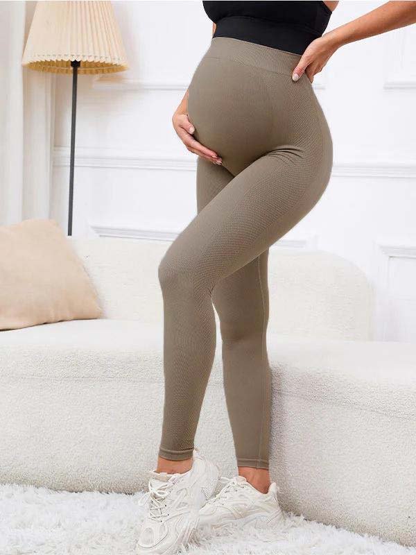 Solid Color High Waist Support Belts Daily Casual Sport Fashion Maternity Leggings