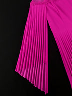 Rose A Line Dress Pleated Half High Collar Shawl sleeves