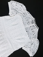 Elegant Lace Midi A Line Wedding Guests Dress Puff Sleeve
