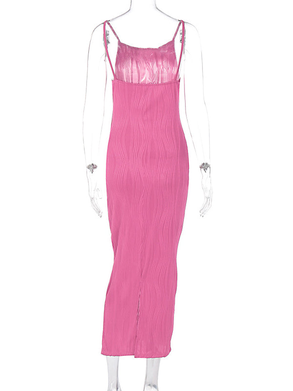 3D Line Backless Back Slit Bodycon Elegant Baby Shower Maternity Maxi Dress