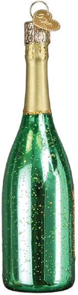 Old World Christmas Prosecco Bottle Glass Blown Ornament for Christmas Tree, Handcrafted Holiday Decoration, Adult Beverages Collection