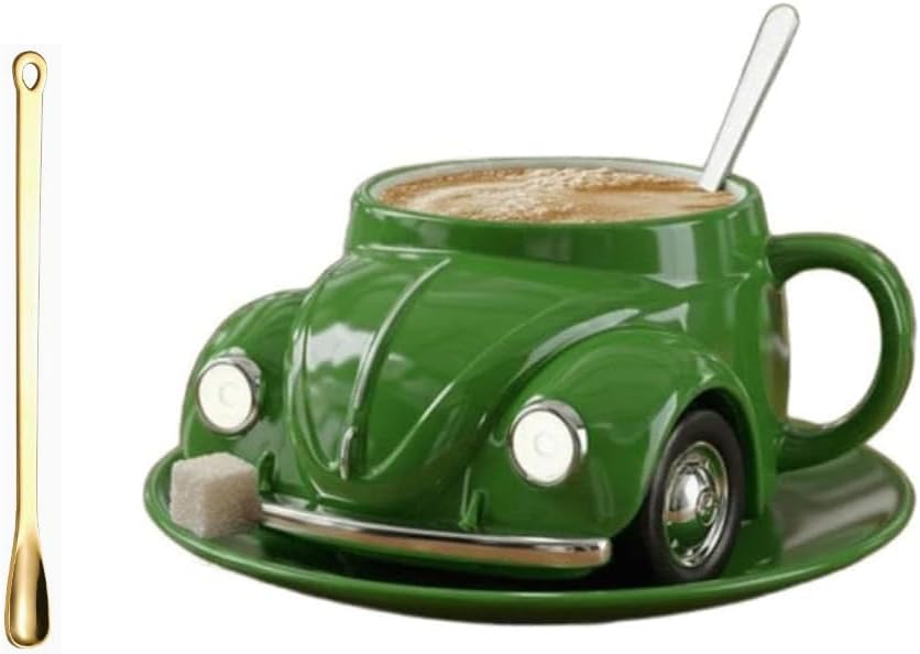 Beetle Shaped Coffee Mug, Handcrafted Imaginative Car Shaped Coffee Mug, Novelty Tea Cup Home Office Decor, Creative Gifts for Beetle Lovers (Blue)