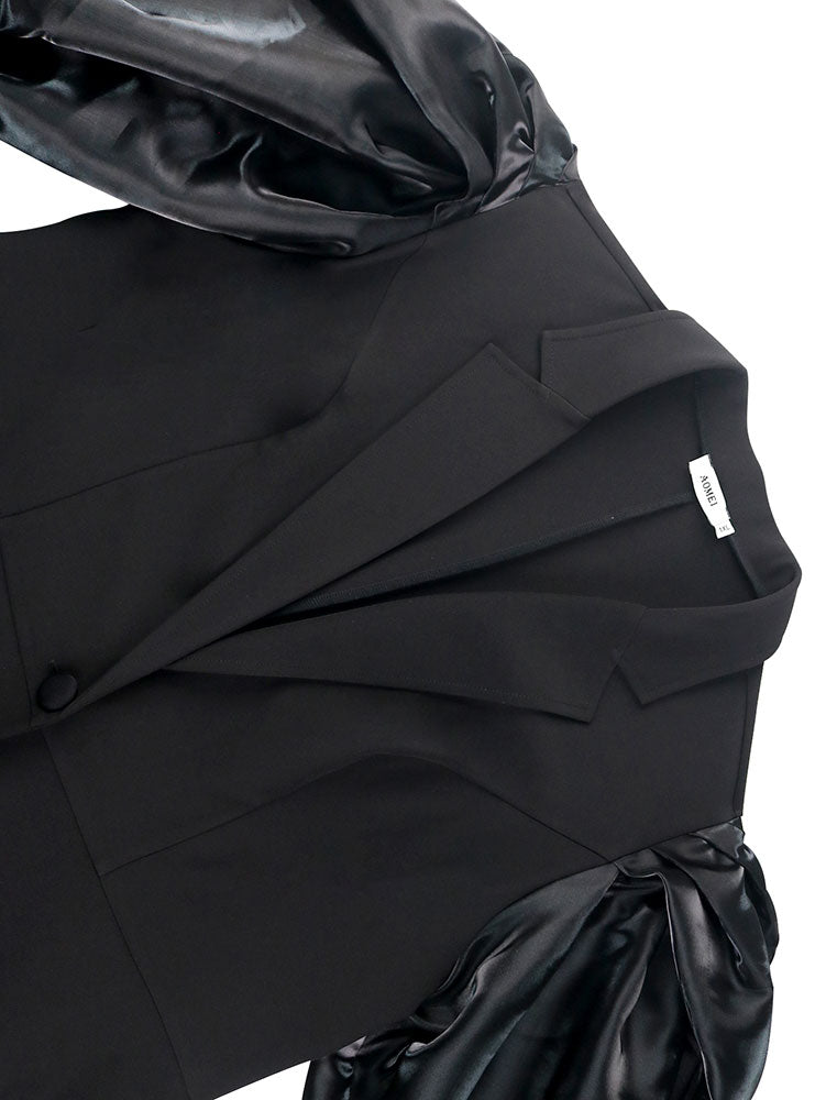 DRESS Black Casual Blazer Top With One Button Office Lady Clothes