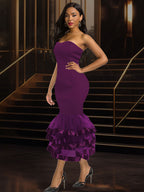 Sexy Wedding Guests Dresses Strapless Backless Ruffle