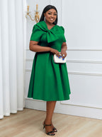 Elegant A Line Wedding Guests Dress With A Bow Puff Sleeve