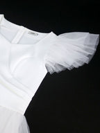 White Bridal Shower Outfits A Line Mini Puffy Mesh Dress