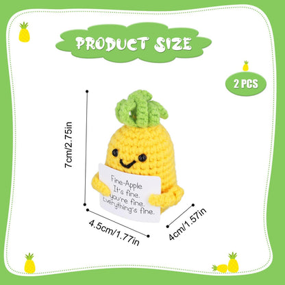 Funny Positive Pineapple, Knitted Pineapple Potato Toy with Encouraging Card Party Decoration Encouragement Gift