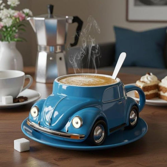 Beetle Shaped Coffee Mug, Handcrafted Imaginative Car Shaped Coffee Mug, Novelty Tea Cup Home Office Decor, Creative Gifts for Beetle Lovers (Blue)