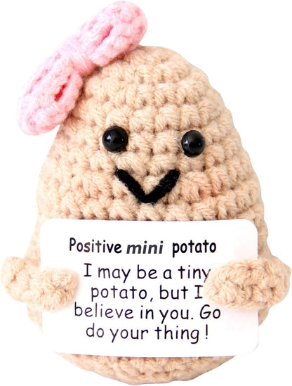 Mini Positive Cute Funny Life Potato Tomato Eggplant Onion Cute Animals Creative Knitted Holding Card Crochet Birthday Christmas Girls Gifts Party Decor