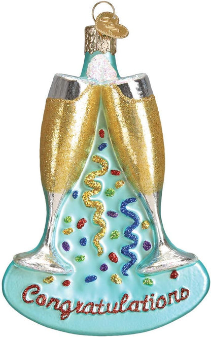 Old World Christmas Prosecco Bottle Glass Blown Ornament for Christmas Tree, Handcrafted Holiday Decoration, Adult Beverages Collection