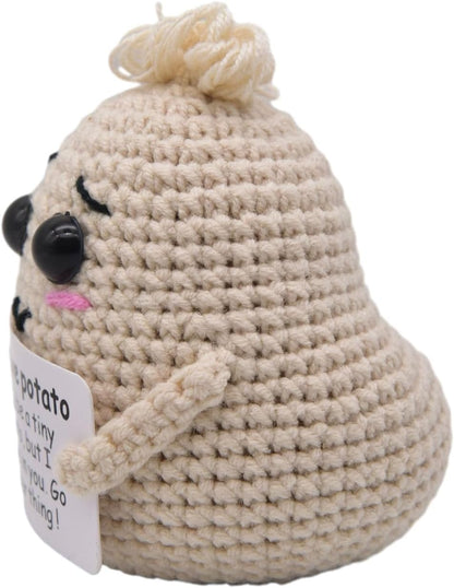 Mini Positive Cute Funny Life Potato Tomato Eggplant Onion Cute Animals Creative Knitted Holding Card Crochet Birthday Christmas Girls Gifts Party Decor