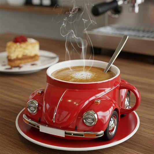 Beetle Shaped Coffee Mug, Handcrafted Imaginative Car Shaped Coffee Mug, Novelty Tea Cup Home Office Decor, Creative Gifts for Beetle Lovers (Blue)