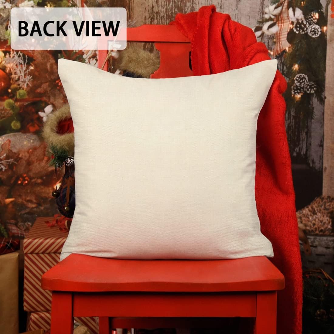 Farmhouse Christmas Pillow Covers 18x18 Set of 4 Winter Holiday Decorations Xmas Rustic Throw Cushion Case for Sofa Couch Home Decor (Sleigh Rides, Farm Fresh Tree, Cocoa, Candy Canes)