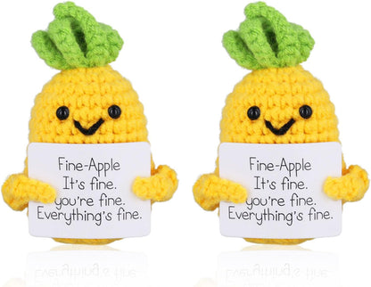 Funny Positive Pineapple, Knitted Pineapple Potato Toy with Encouraging Card Party Decoration Encouragement Gift