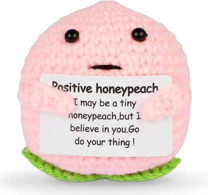 Hoedia Handmade Emotional Pickle Gift, Cucumber Crochet Doll Inspirational Gifts with Cards, Cute Knitted Funny Support Pickle Potato Friend Birthday (Emotional Strawberry)