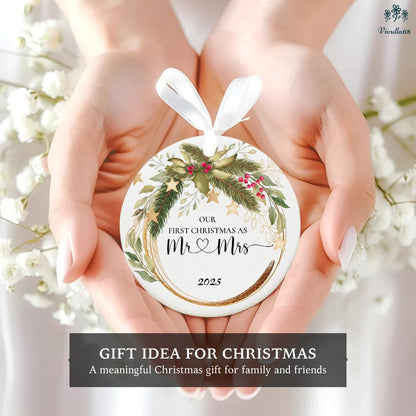 Wedding Gifts for Couple, Our First Christmas Married Ornament 2025, First Christmas Married Ornament, 1st Xmars As Mr and Mrs, Newlywed Gifts for Couples 2025, Bridal Shower Wedding Gift