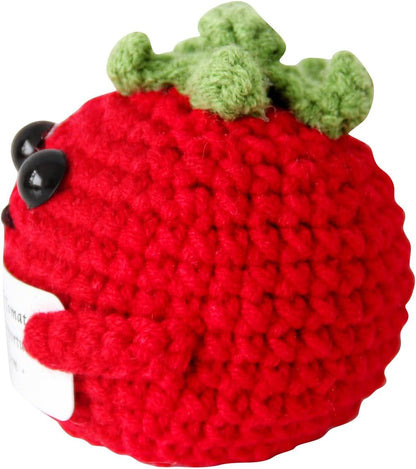 Mini Positive Cute Funny Life Potato Tomato Eggplant Onion Cute Animals Creative Knitted Holding Card Crochet Birthday Christmas Girls Gifts Party Decor