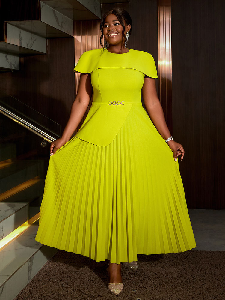 Elegant  A Line Church Dresses O Neck Pleated Cape Sleeve