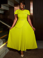 Elegant  A Line Church Dresses O Neck Pleated Cape Sleeve