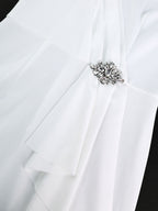 White Bridal Shower Dresses Ruffles Slit Package Hip V Neck