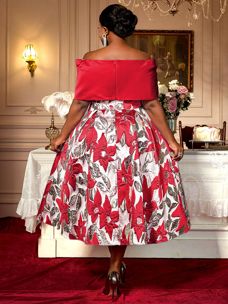 Elegant Jacquard A Line Wedding Guests Dresses Slash Neck