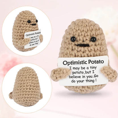 Mini Optimistic Funny Potato, Knitted Doll with Card for Cheer Up Gifts and Party Decorations