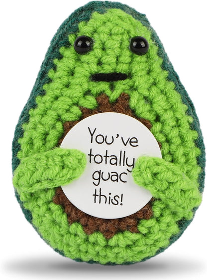 Hoedia Handmade Emotional Pickle Gift, Cucumber Crochet Doll Inspirational Gifts with Cards, Cute Knitted Funny Support Pickle Potato Friend Birthday (Emotional Strawberry)