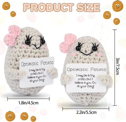 Hoedia Handmade Emotional Pickle Gift, Cucumber Crochet Doll Inspirational Gifts with Cards, Cute Knitted Funny Support Pickle Potato Friend Birthday (Emotional Strawberry)