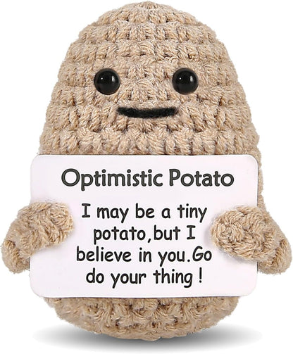 Mini Optimistic Funny Potato, Knitted Doll with Card for Cheer Up Gifts and Party Decorations